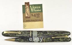 Venus President set mint in box WW2 era 14K gold nib celluloid fountain pen
