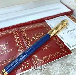 Vintage Authentic Cartier Fountain Pen Trinity Blue Marble withBox&Papers (UNUSED)
