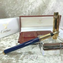 Vintage Authentic Cartier Fountain Pen Trinity Blue Marble withBox&Papers (UNUSED)