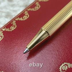 Vintage Authentic must de Cartier Ballpoint Godron Gold Plated withBox&Papers(NEW)