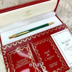 Vintage Cartier Trinity Ballpoint Pen Green Marble Malachite Finish withBox&Papers