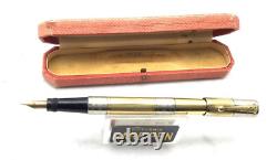 Vintage Columbus SAFETY 18KR 2 tone Overlay Fountain Pen 14K Fine nib Boxed