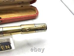 Vintage Columbus SAFETY 18KR 2 tone Overlay Fountain Pen 14K Fine nib Boxed