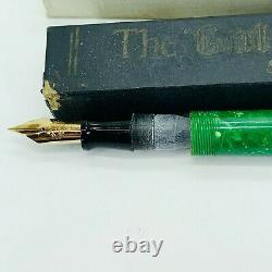 Vintage GOLD BOND Stonite #8 Nib Jade Green Marble Fountain Pen with Box