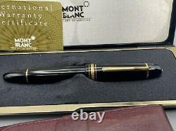 Vintage MONTBLANC 149 Fountain Pen 14K Fine Nib Boxed BRASS THREADS + Case + box