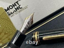 Vintage MONTBLANC 149 Fountain Pen 14K Fine Nib Boxed BRASS THREADS + Case + box