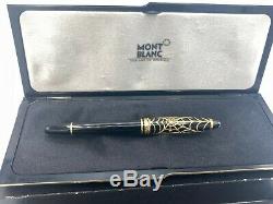 Vintage Montblanc 144 Fountain Pen Custom SPIDER WEB OVERLAY 14K MED Nib Boxed