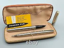 Vintage PARKER 51 FLIGHTER Fountain pen & Pencil set 14K Broad nib NOS Boxed