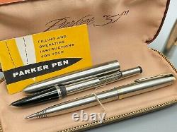Vintage PARKER 51 FLIGHTER Fountain pen & Pencil set 14K Broad nib NOS Boxed
