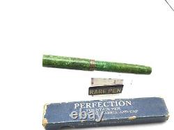 Vintage PERFECTION OVERSIZED Fat Jade Green Fountain Pen 14K #8 Med Flex nib box