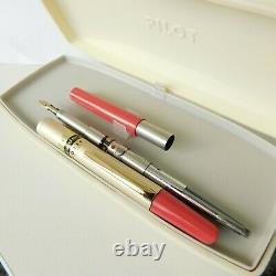 Vintage Pilot Capless Pink and Beige F Nib Fountain pen in Box Japan 1960s