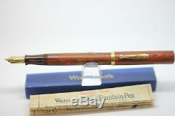 Vintage WATERMAN 78 WOODGRAIN XL Fountain Pen Eyedropper #8 NIB MINTY Boxed