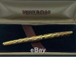 Vintage WATERMAN C/F 18K SOLID GOLD Fountain Pen 18K Med nib Boxed
