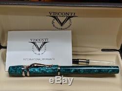 Visconti Ragtime Celluloid marble Green Fountain Pen Fine nib New In Box