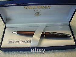 WATERMAN CARENE LEATHER BROWN BALLPOINT PEN GIFT BOXED Collectable no longermade