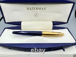 WATERMAN EDSON FOUNTAIN PEN Sapphire Blue 18K Medium Nib New Boxed