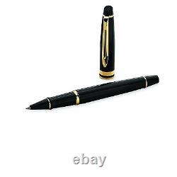 Waterman Expert Rollerball Pen Black Gold Trim S0951680 New in Gift Box