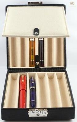 Wolf Black Teju Lizard Faux Leather Fold Out Pen Box For Twelve Pens Attractive