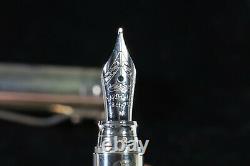 Yard-O-Led Silver Fountain Pen with Original Box 18CT Gold Nib Blue Enamel AA2