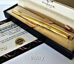 24ct Gold Plaqué Métal Brillant Parker Fontaine D'écriture Stylo Cadeau En Boîte 24k
