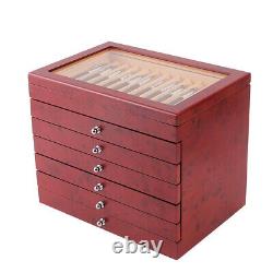 6 Couche 78 Stylo Wood Box Display Stockage Bois Grande Plume Pen Case Sale! Nous
