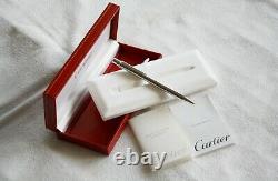 Cartier Doit De Platinum Silver High Gloss Stylo À Bille St150146, Mint En Box