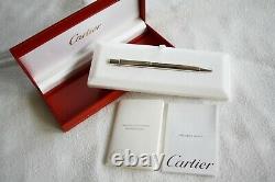 Cartier Doit De Platinum Silver High Gloss Stylo À Bille St150146, Mint En Box