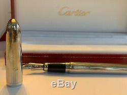 Cartier Louis Cartier Fountain Pen Godron Platinum Brand New. Jamais Utilisé. Dans L'encadré
