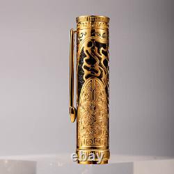 En stock ! Stylo-plume en or 14K de la série Dynasty-Qin de Hongdian avec une pointe fine, livré dans une boîte.