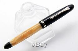 Filcao Roxy Ogiva-fountain Pen-bl / Cappuccino Celluloid-or 14k Nib-new (nos) Box