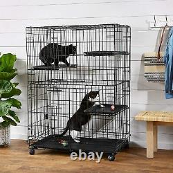 Grand 3-tier Cat Cage Playpen Box Crate Kennel 36 X 22 X 51 Pouces, Noir