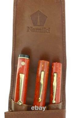 Namiki Nouveau Dans La Boîte Cognac En Cuir 3-pen Made In Japan Non Utilisé État De La Menthe