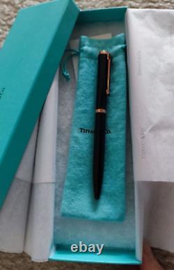 New Tiffany & Co. Black T-clip Stylo À Bille En Laiton Finition Laque Avec Boîte Cadeau