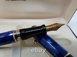 Nouveau Aurora Optima 996 Cobalt Blue Fountain Pen 14k Gold M Nib Nouveau Dans La Boîte