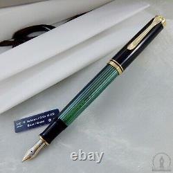 Nouveau In Box Pelikan Souveran M400 Green Striated Fountain Pen 14c Medium Nib