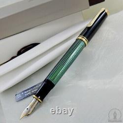 Nouveau In Box Pelikan Souveran M400 Green Striated Fountain Pen 14c Medium Nib