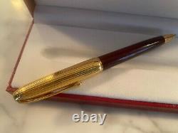 Nouveau Louis Cartier Red Burgundy Marble Motif Laquer & Gold Ballpoint Pen Box