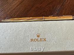 Nouveau Stylo À Bille En Or Torsadé Rolex (encre Bleue) Avec Boîte Vintage Rare