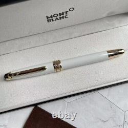 Nouveau stylo à bille roller Montblanc Meisterstück MB163 or blanc avec boîte