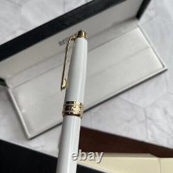 Nouveau stylo à bille roller Montblanc Meisterstück MB163 or blanc avec boîte