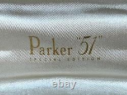 Parker 51 Édition Spéciale Stylo De Fontaine Noir, Argent Et Or Nouveauté En Boîte 2002