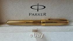 Parker Sonnet Rollerball Pen 23kt Gold & Black Striped Athens Nouveau Dans La Boîte