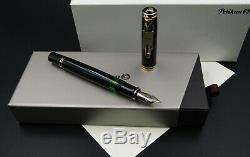 Pelikan Fontaine Pen Souveran M800 Logo Anciens Black & Gold Nib M 18c New Box