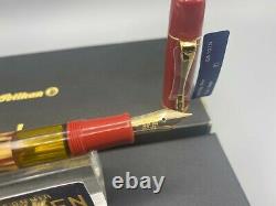 Pelikan Gs M101n Fountain Pen Écaille De Tortue Rouge 14k Fine Nib Nouveau Boxed