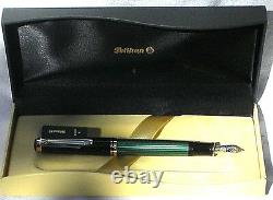 Pelikan Souveran M600m Fountain Pen Green & Black Medium Nib Nouveau Produit In Box