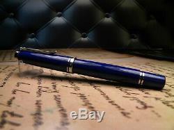 Pelikan Souverän M605 Fountain Pen-solid Blue-14k B Nib-box & Papiers-2000