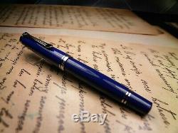 Pelikan Souverän M605 Fountain Pen-solid Blue-14k B Nib-box & Papiers-2000