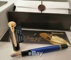 Pelikan Souveran M800 Fountain Pen Noir / Bleu F # 986729 Neuf Dans La Boîte