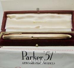 Perfect Parker 51 Gold 9ct Boîte Présidentielle, Boîte Extérieure, Instructions Obb Nib