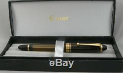 Pilot 823 Personnalisée Transparent Ambre Et Or Plongeur Fountain Pen In Box 14kt Nib